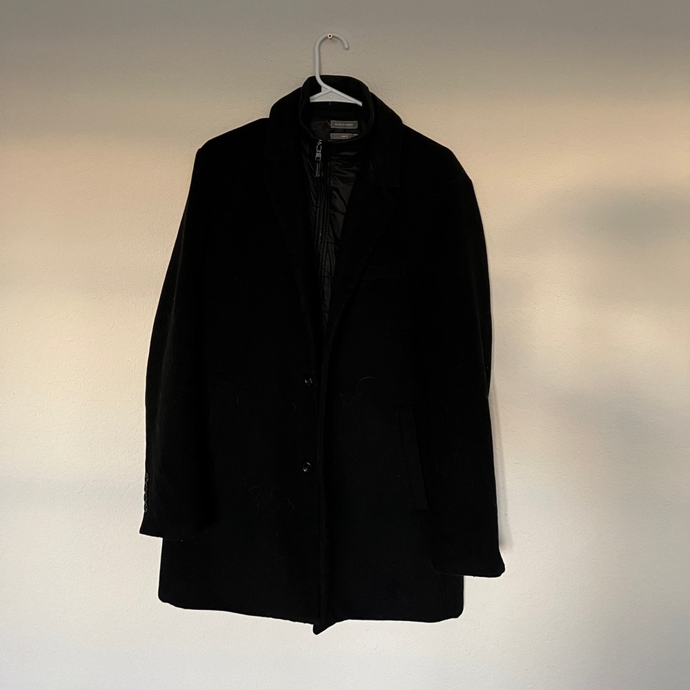 Michael Michael Kors Men's Wool Blend Slim Fit Topcoat, Black, Size 38S